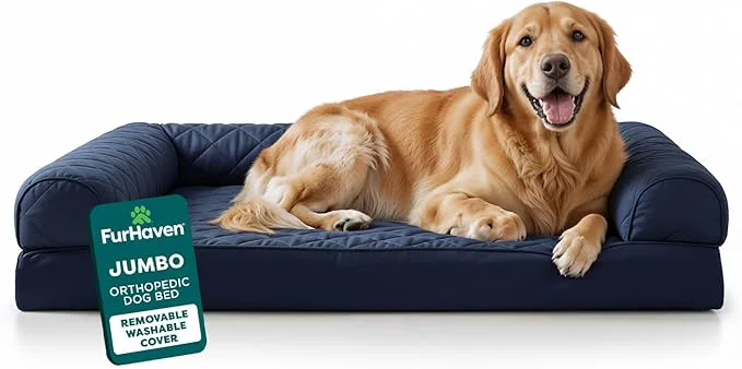 Consistent Furhaven Orthopedic Dog Bed for Large Dogs w Removable Bolsters Washable High-Grade