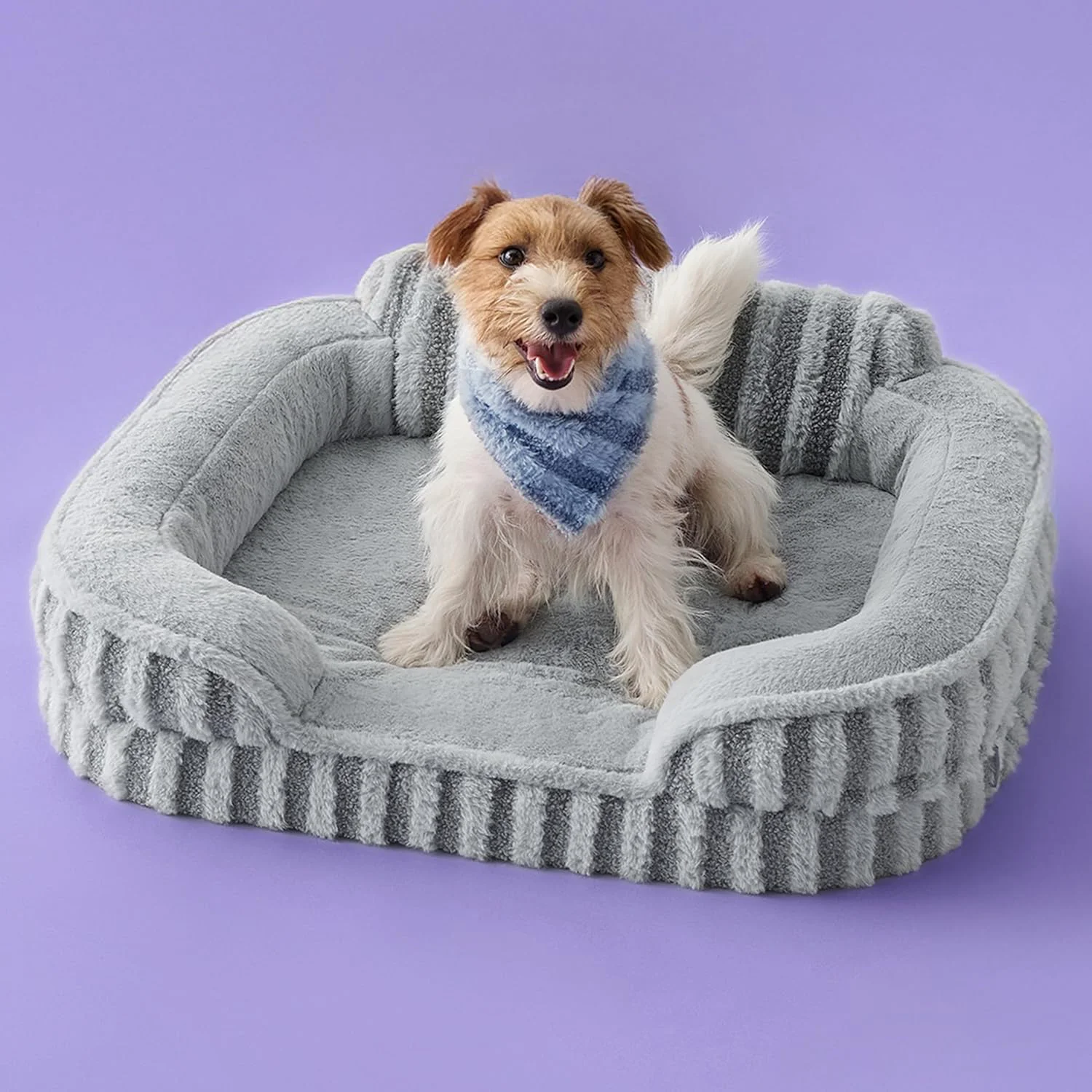 Soft LE SURE Cute Dog Bed Medium Size Dog Orthopedic Waterproof Medium Pet Beds with Sides Non-Slip Bottom and Egg-Crate Foam Pet Couch Sofa with Washable Removable Cover Grey Convenient