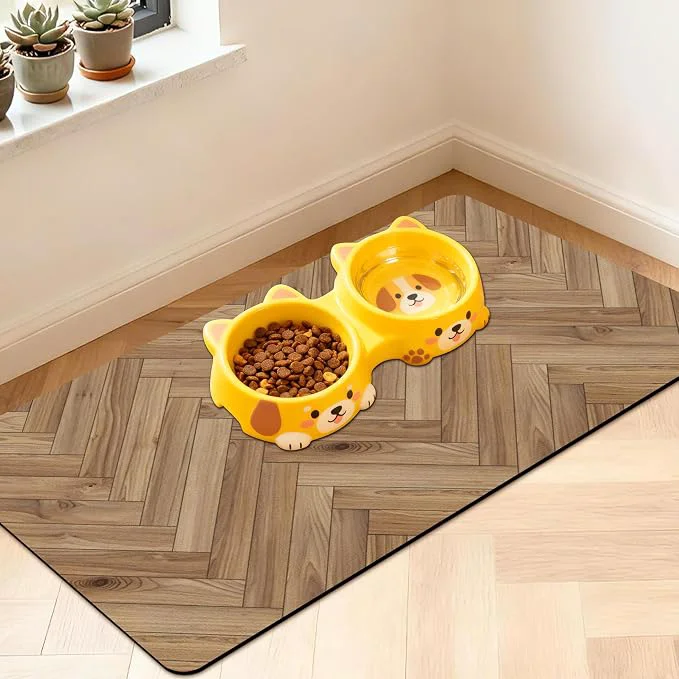 Trendy Pet Feeding Mat for Floors Waterproof Dog Mat for Food and Water Absorbent Exclusive