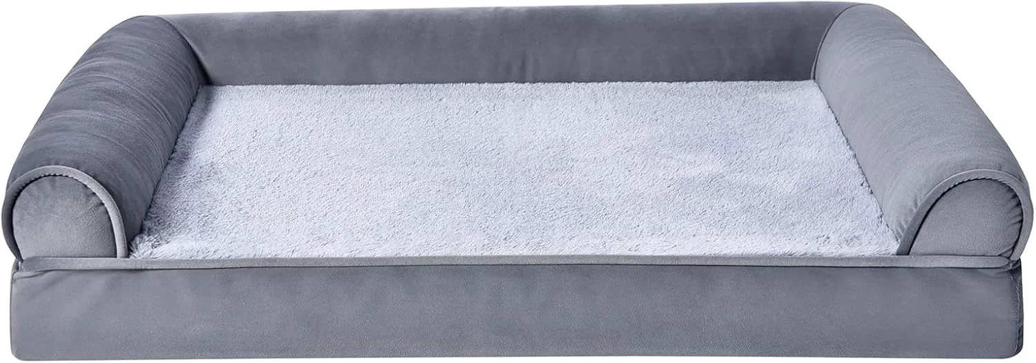 Certified Amazon Basics Living Room Couch Dog Bed with Premium Foam Pressure-Relief Support for Dogs up to 30lbs Machine Washable Cover Medium Sized 30 x 20 Grey Contemporary