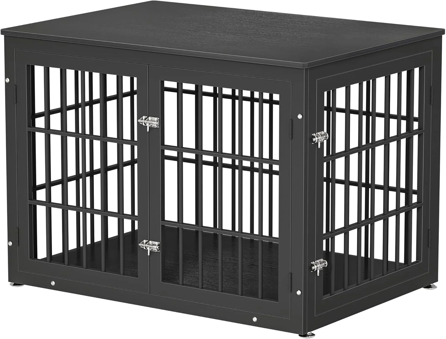 Convenient 42 Inch Heavy Duty Dog Crate Furniture for Large and Medium Dogs Decorative Pet House End Table Wooden Cage Kennel Furniture Indoor Black Easy-to-Use