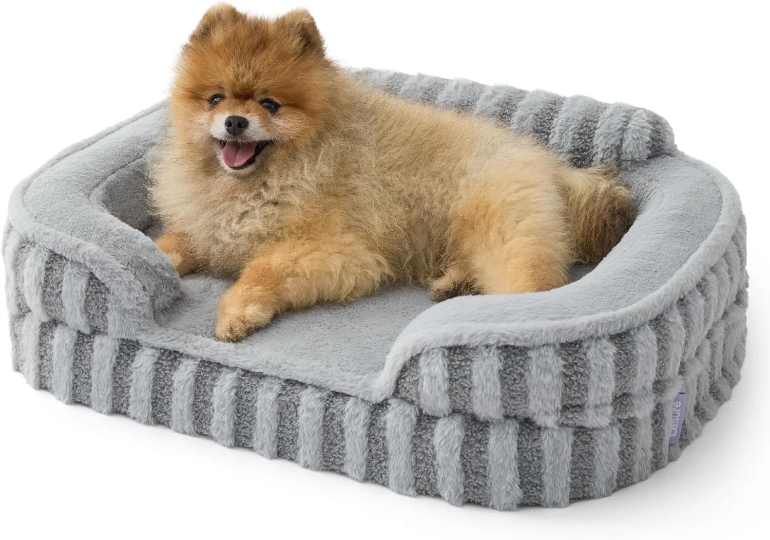 Sophisticated LE SURE Cute Dog Bed for Small Dogs Orthopedic Waterproof Small Pet Beds with Sides Non-Slip Bottom and Egg-Crate Foam Puppy Couch Sofa with Washable Removable Cover Grey Artisan