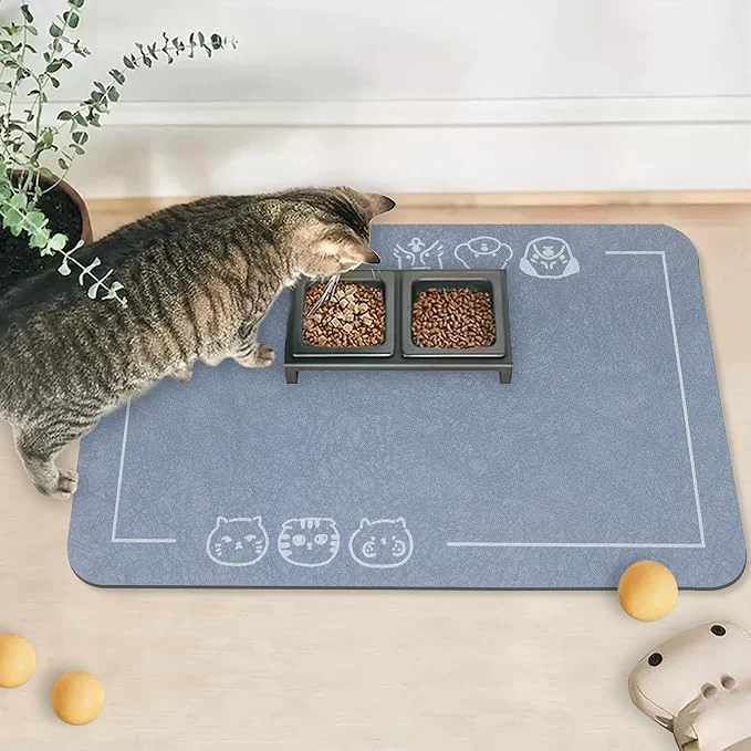 Easy-to-Use YCT Cat Pet Food Mat Non-Slip Bottom Absorbent Quick Dry Feeding Mat Smooth