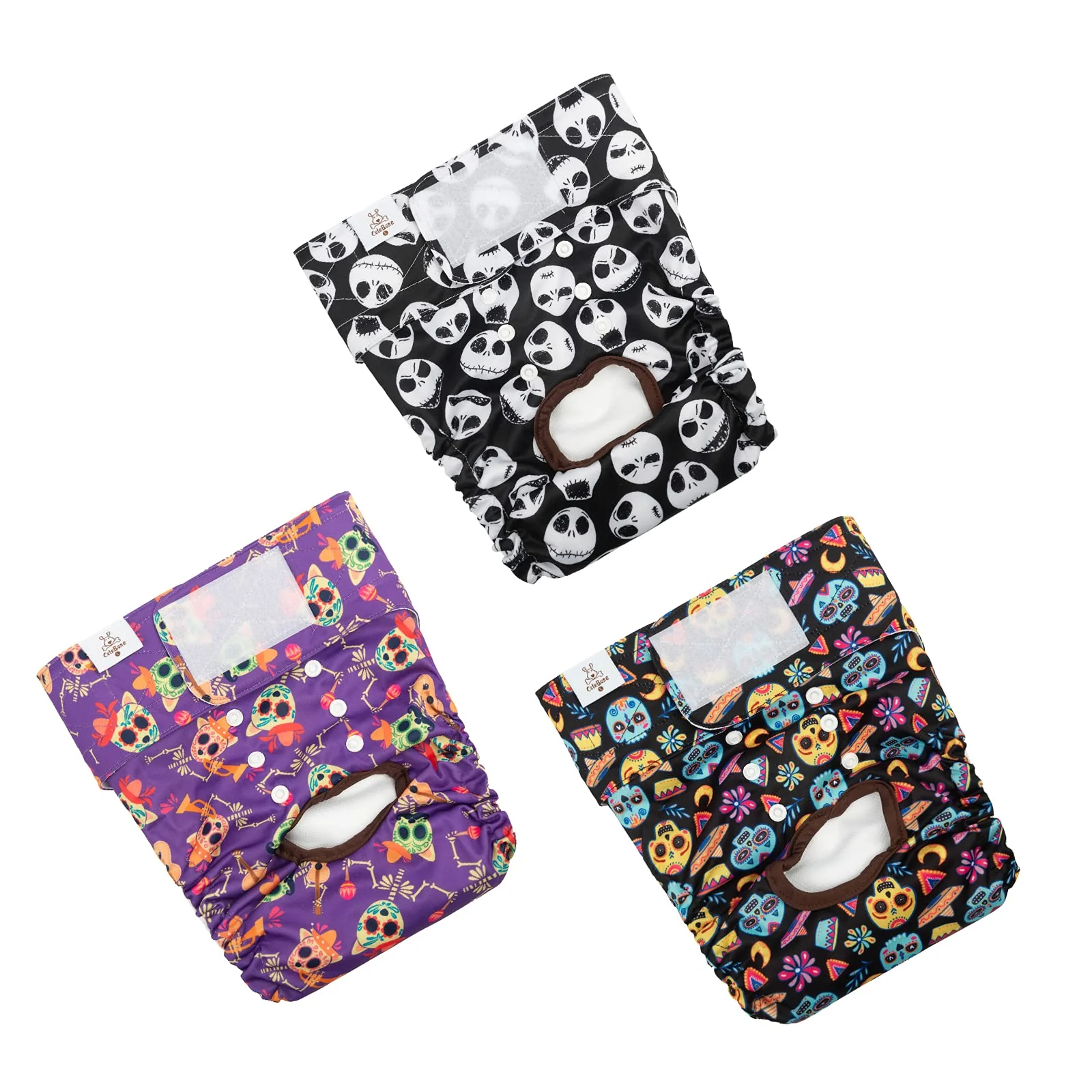 Next-Generation CuteBone Halloween Dog Diapers - Reusable Female Washable 3-Pack S M L for Heat Potty Training Organic