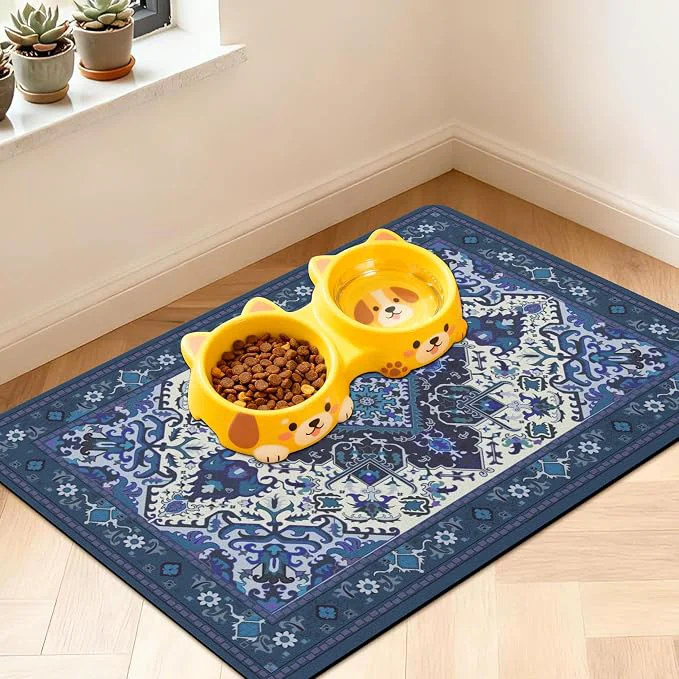 Enhanced Pet Feeding Mat for Floors Waterproof Dog Mat for Food and Water Absorbent World-Class