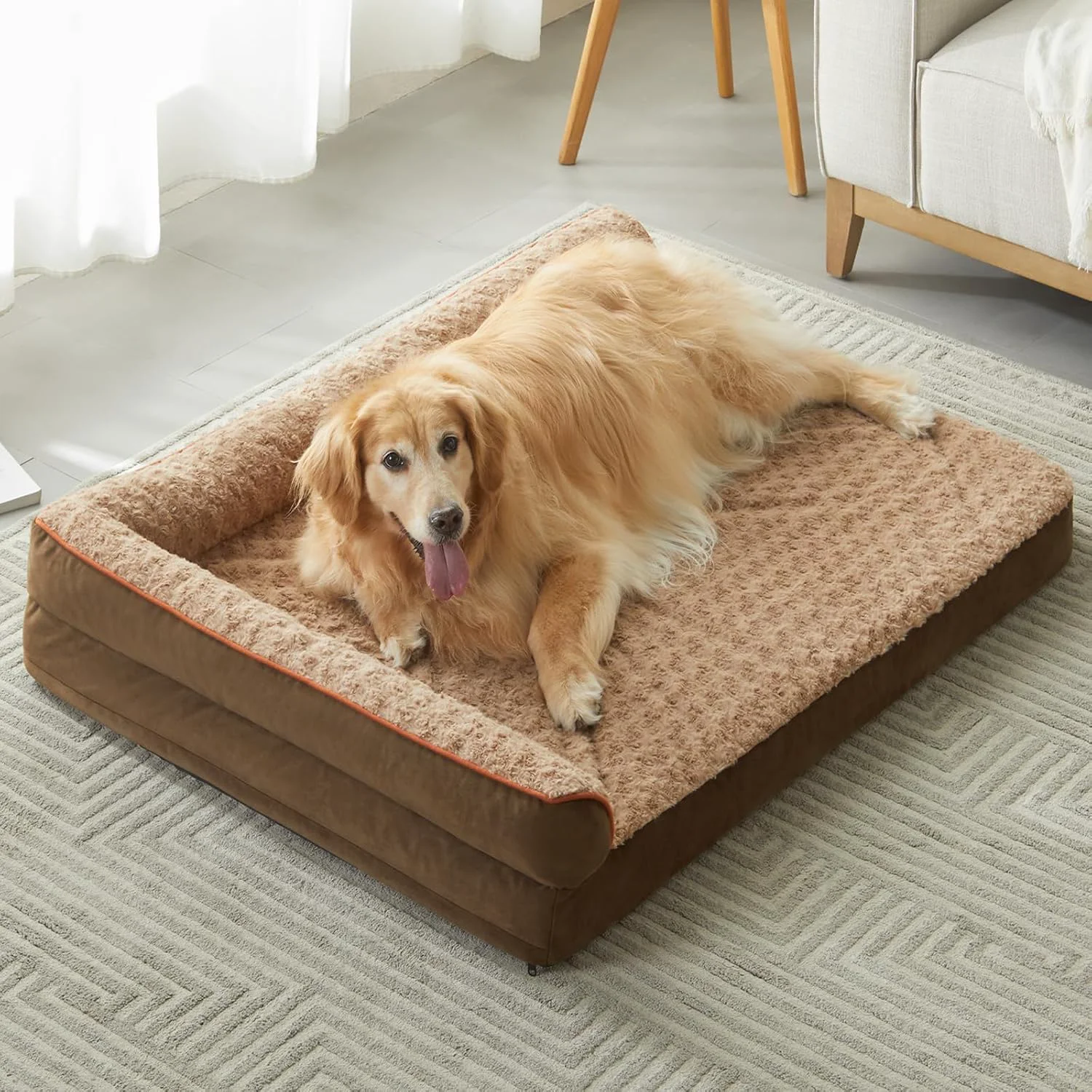 User-Friendly BFPETHOME Orthopedic Dog Beds for Large Dogs-Waterproof Sofa Dog Bed with Removable Washable Cover Big Pet Bed with Waterproof Lining and Nonskid Bottom Pet Bed for Large Dogs Consistent