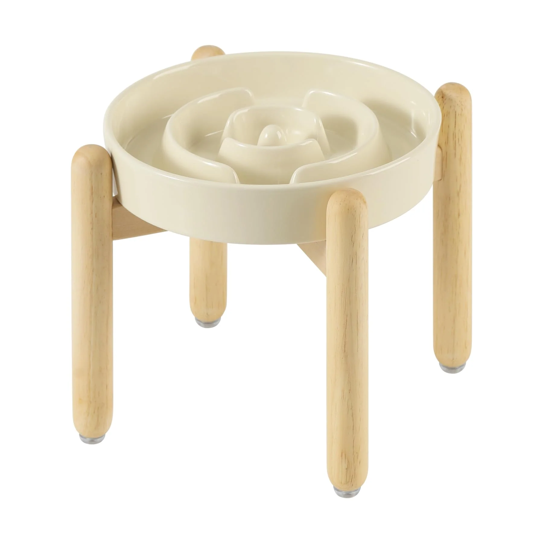 High-Grade Havniva Ceramic Raised Slow Feeder Bowl Set — 1.2 Cup d Wooden Stand Anti-Gulping Reusable