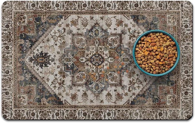 Functional Dog Food Mats for Floors Absorbent and Quick-Drying Pet Cat Food Mat Superior