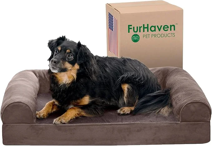 Consistent Furhaven Orthopedic Dog Bed for Medium Small Dogs w Removable Bolsters Breathable