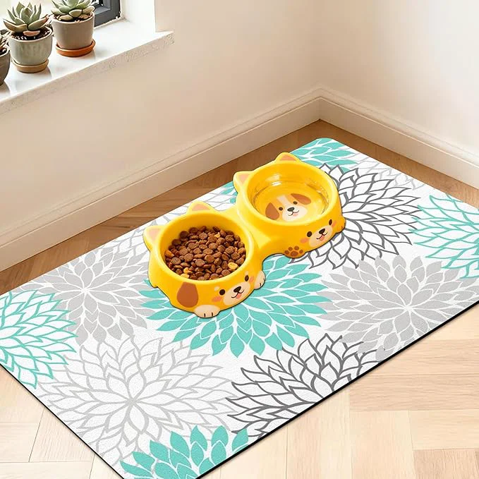Powerful Pet Feeding Mat for Floors Waterproof Dog Mat for Food and Water Absorbent Responsible