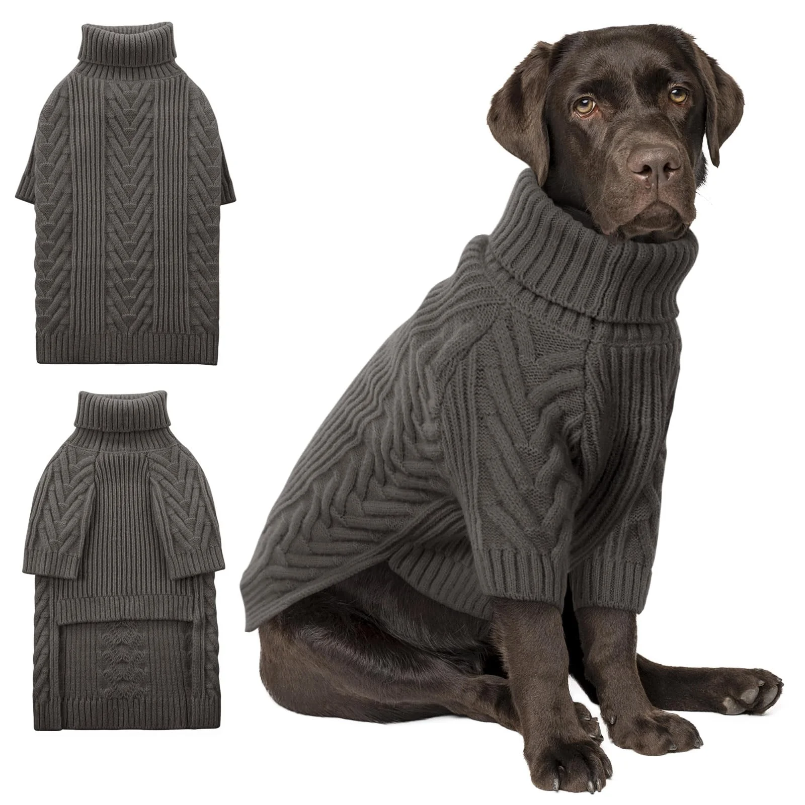 Quality ASENKU XXL Dog Sweater 2XL - Turtleneck Pullover for Pitbull Labrador Dark Grey Effective