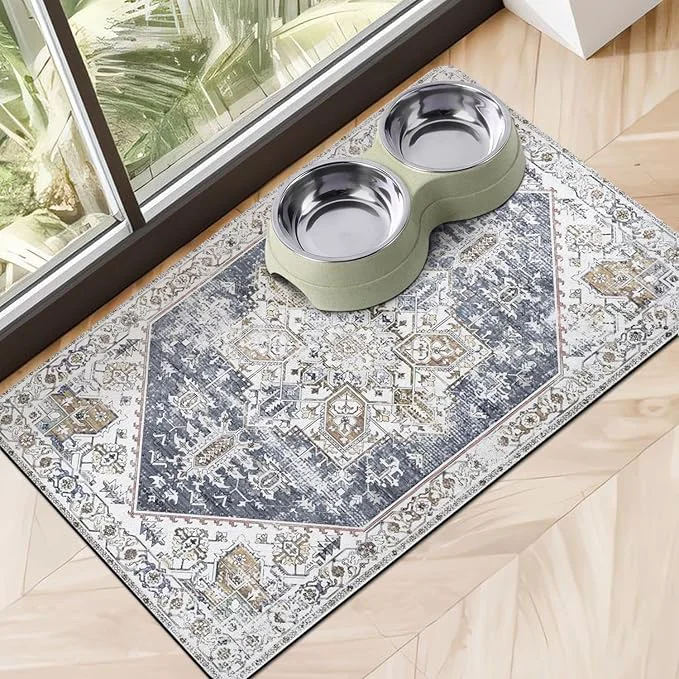 Dependable Dog Food Mats for Floors Absorbent Pet Cat Food Mat Modern