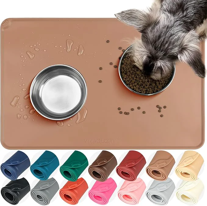 Comfortable VIVAGLORY Dog Food Mat Flexmat Dog Bowl Mat Placemat Food Tray Exclusive