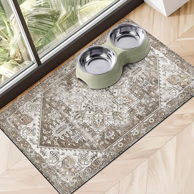 Authentic Dog Food Mats for Floors Absorbent Dog Bowl Mat for Food and Water Dispenser Official