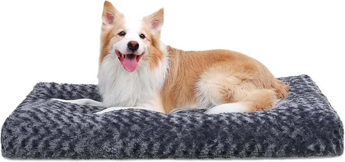 Breathable KSIIA Washable Dog Bed Deluxe Plush Dog Crate Beds Comfy Kennel Pad Anti-Slip Authentic