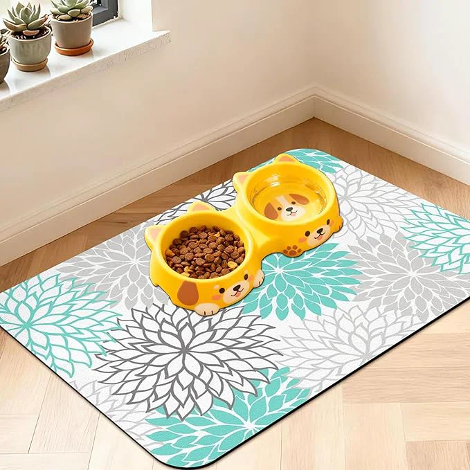 Lightweight Pet Feeding Mat for Floors Waterproof Dog Mat for Food and Water Absorbent Smooth