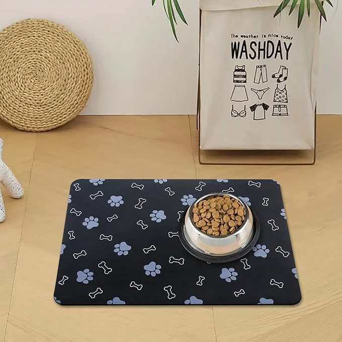 Smart Pet Cat Dog Food Non Slip Mat for Water Bowl Quick Dry Absorbent Feeding Mat Long-Lasting