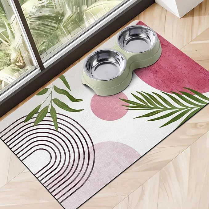 Unique Dog Food Mats for Floors Absorbent Dog Bowl Mat for Food and Water Dispenser Clean