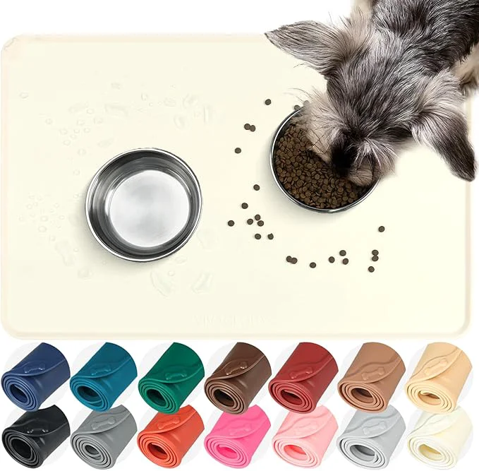 Classic VIVAGLORY Dog Food Mat Flexmat Dog Bowl Mat Placemat Food Tray Outstanding