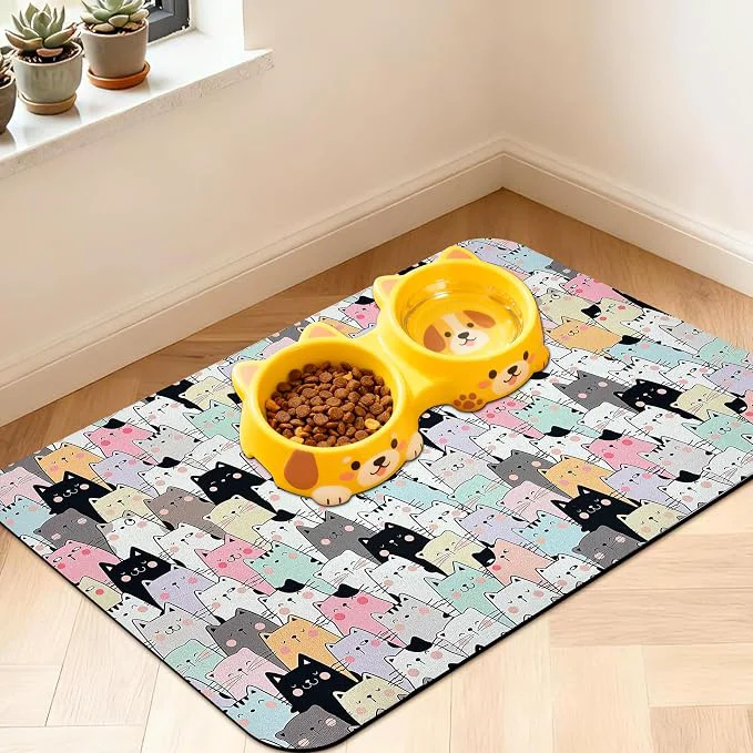 Unique Pet Feeding Mat for Floors Waterproof Dog Mat for Food and Water Absorbent Quality