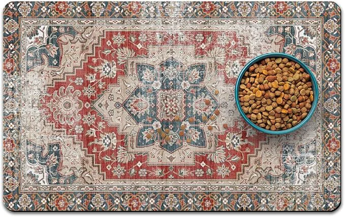 Original Design Dog Food Mats for Floors Absorbent and Quick-Drying Pet Cat Food Mat Reusable