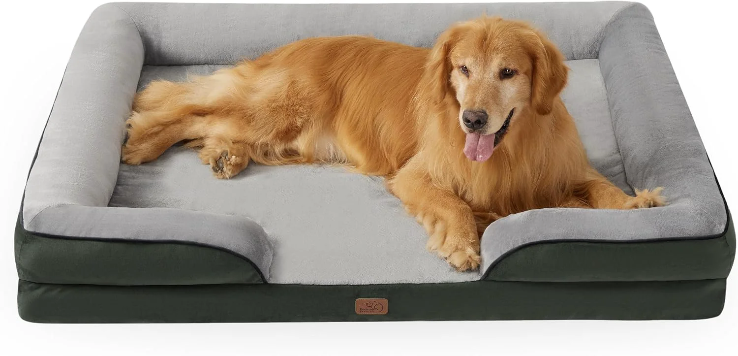 Exceptional Bedsure XXL Orthopedic Dog Bed for Extra Large Dogs - Waterproof Giant Dog Cat Bed Comfort Dogs Couch Sofa with Washable Removable Cover Pet Bed with Nonskid Bottom Bo Canopy Green 52 Healthy