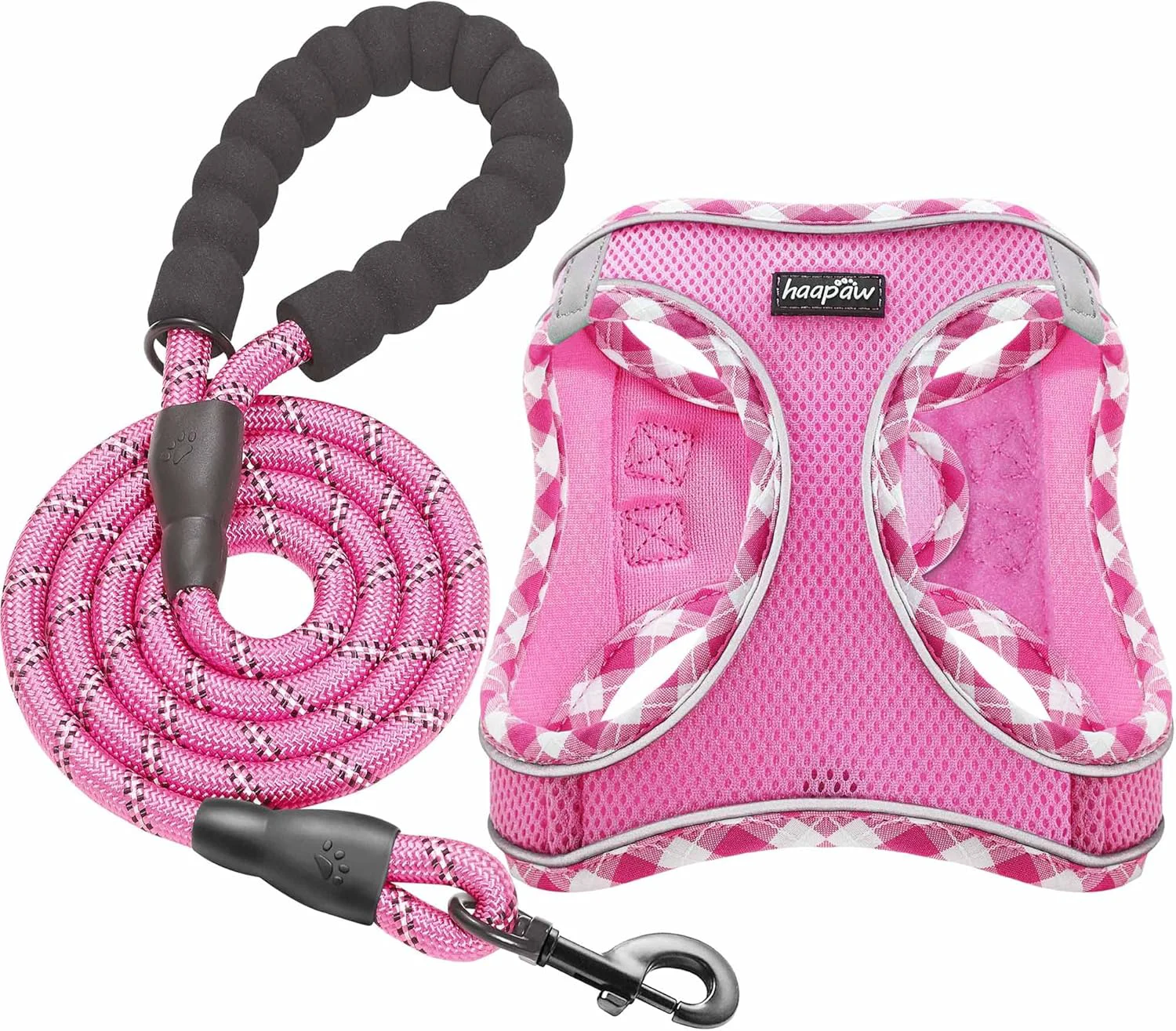 Trusted haapaw Dog Harness with Leash Set No Pull Adjustable Reflective Step-in Puppy Harness with Thickened Padded Vest for Extra-Small Small Medium Dogs Elegant