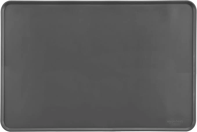 Secure Amazon Basics Waterproof Anti-Slip Silicone Pet Food and Water Bowl Mat Solid