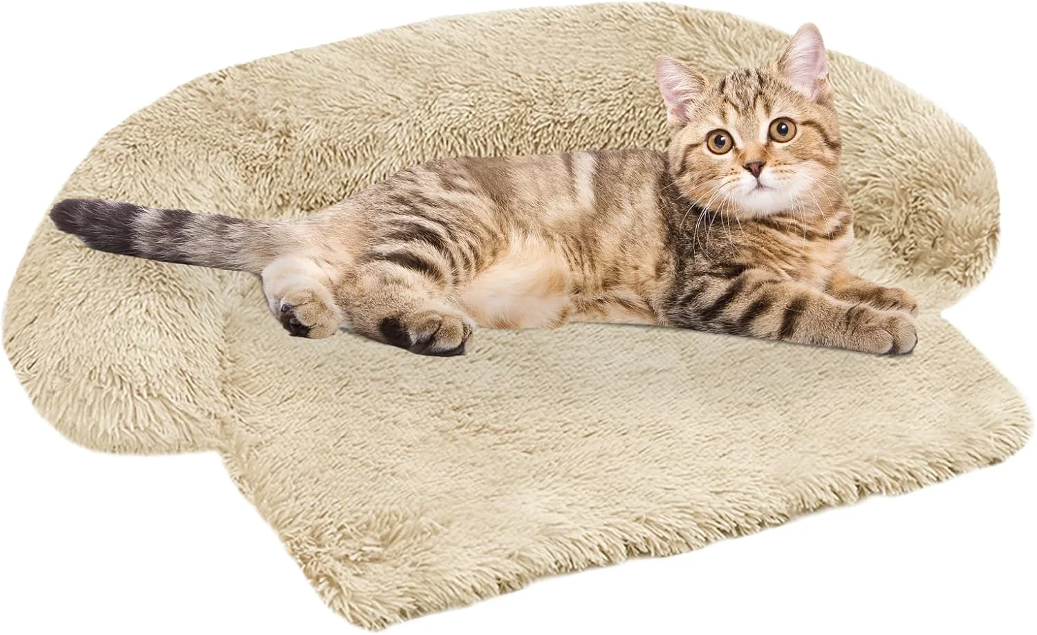 Carefully Designed Calming Dog Bed Fluffy Plush Dog Mat for Furniture Protector with Removable Washable Cover for Large Medium Small Dogs and Cats XS 31 x23.5 x5 Beige Lightweight