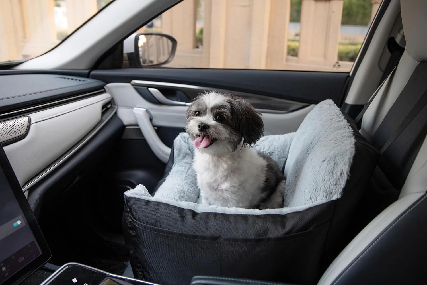 Versatile Pet Supplies Dog Pet Booster Seat Dog Car Seats for Small Dogs Medium Dogs Soft Plush Cushion with Comfortable Bedding Secure Straps and Tall Pillow Black Next-Generation