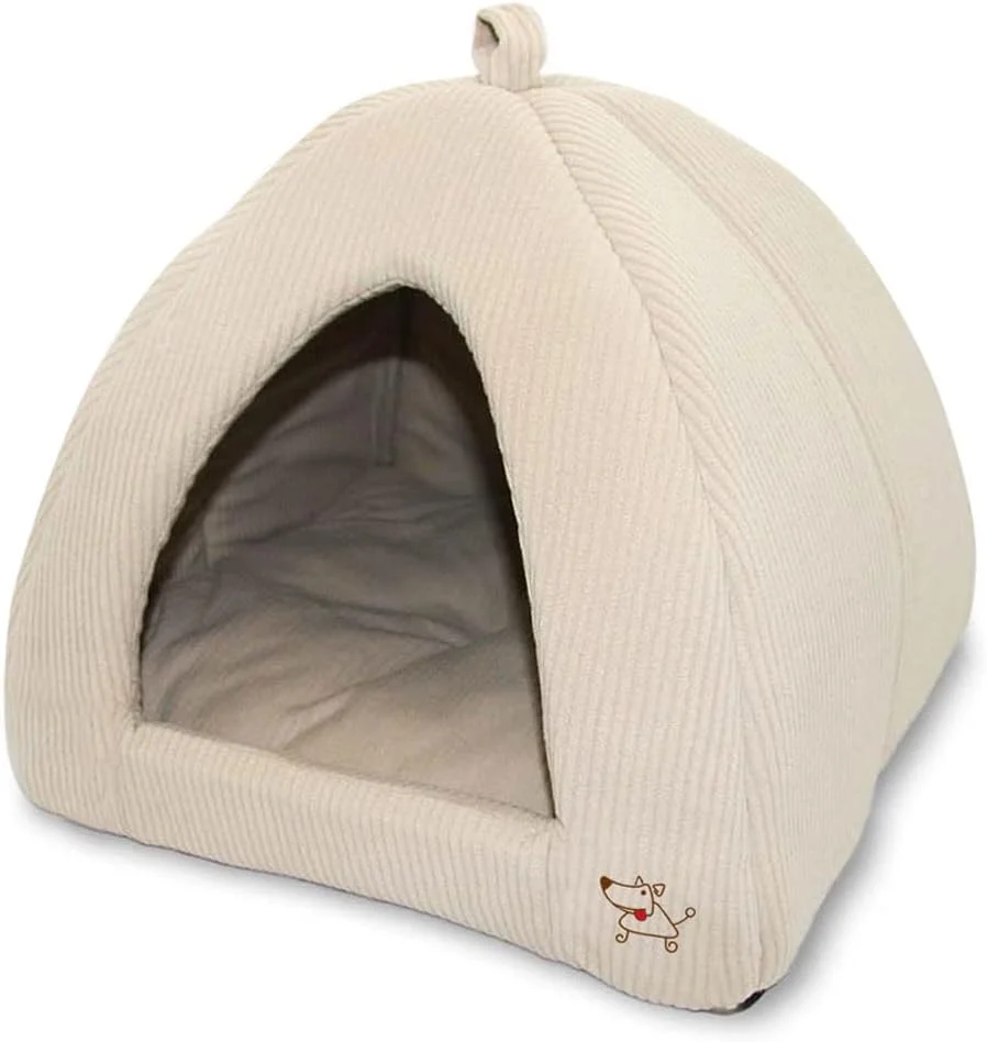 Solid Pet Supplies Pet Tent-Soft Bed for Dog and Cat Beige Corduroy 16 x 16 x H 14 Proven