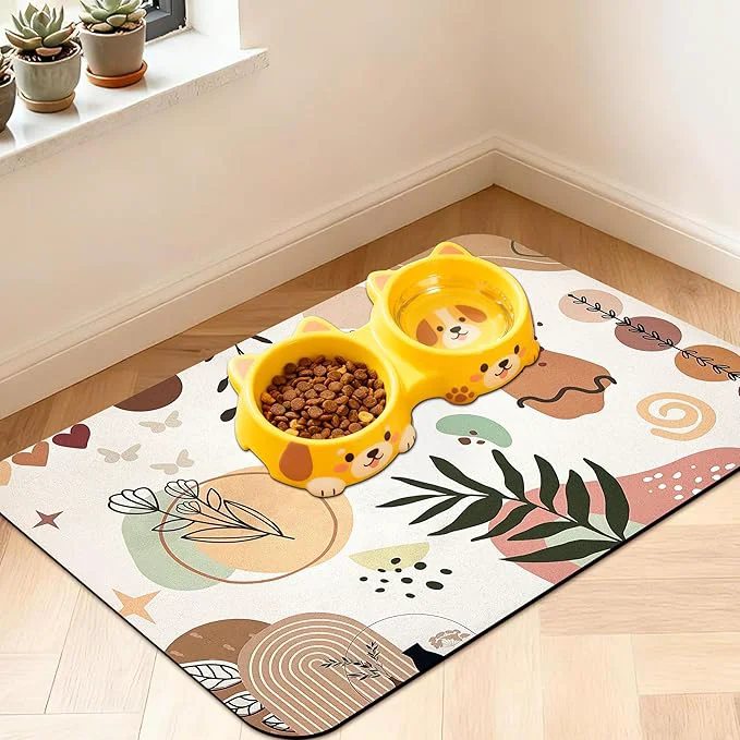 Flexible Pet Feeding Mat for Floors Waterproof Dog Mat for Food and Water Absorbent Convenient