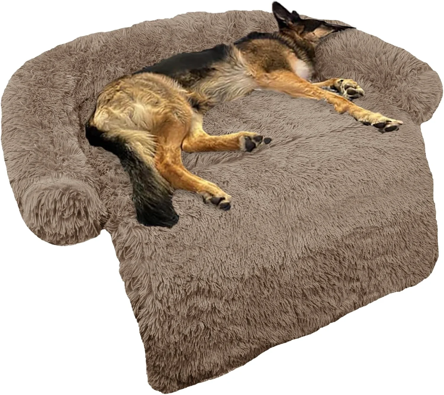 Top-Quality Calming Dog Bed Fluffy Plush Dog Mat for Furniture Protector with Removable Washable Cover for Large Medium Small Dogs and Cats Large 45x37x6 Camel Elegant