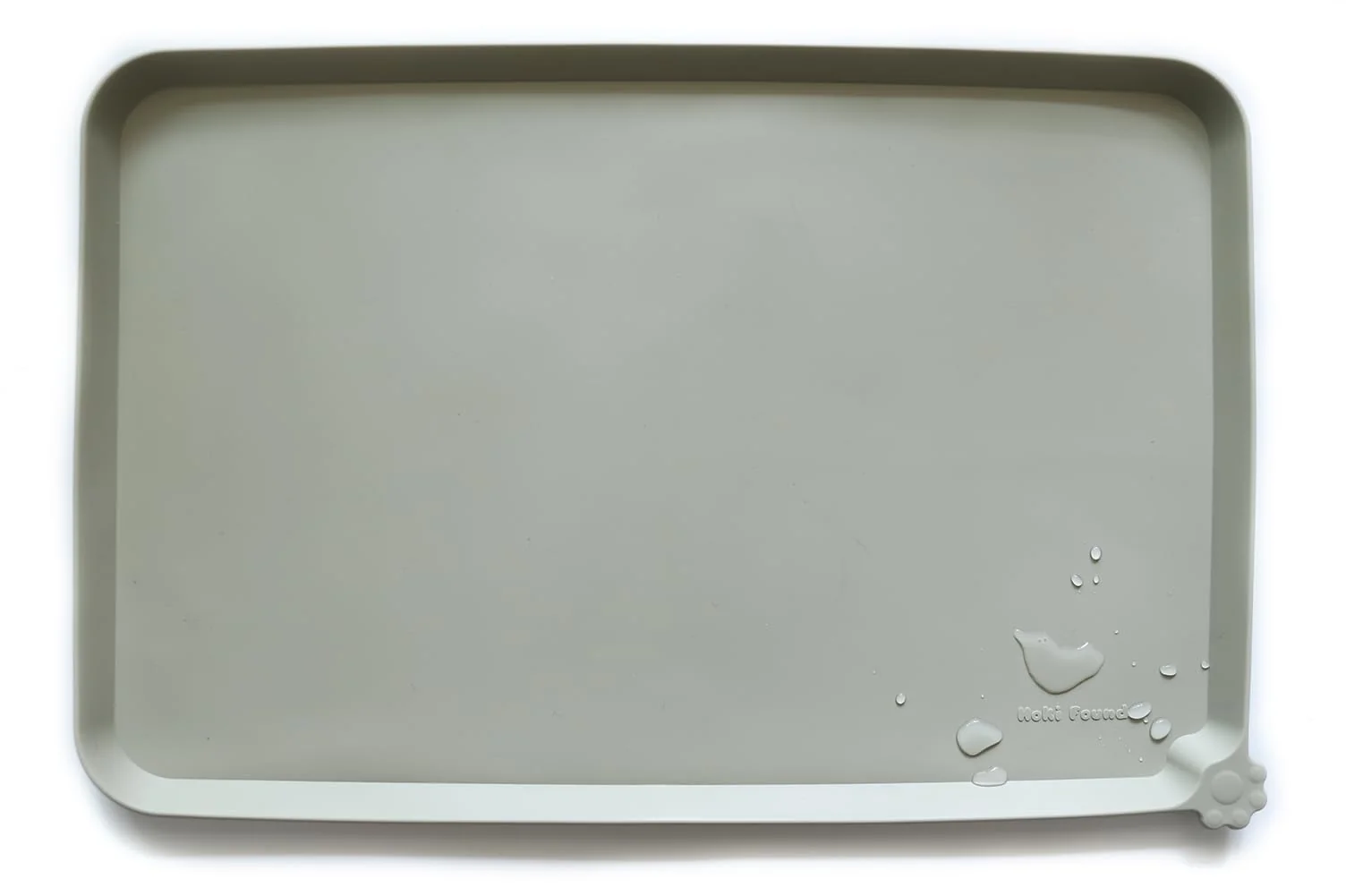 Refined Hoki Found Large Silicone Non-Slip Pet Food Mats – 24x16 Cream Green Selected