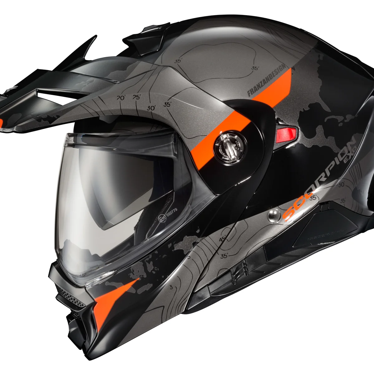 Healthy Scorpion - Exo At960 Modular Helmet Topographic Black Orange Md Certified