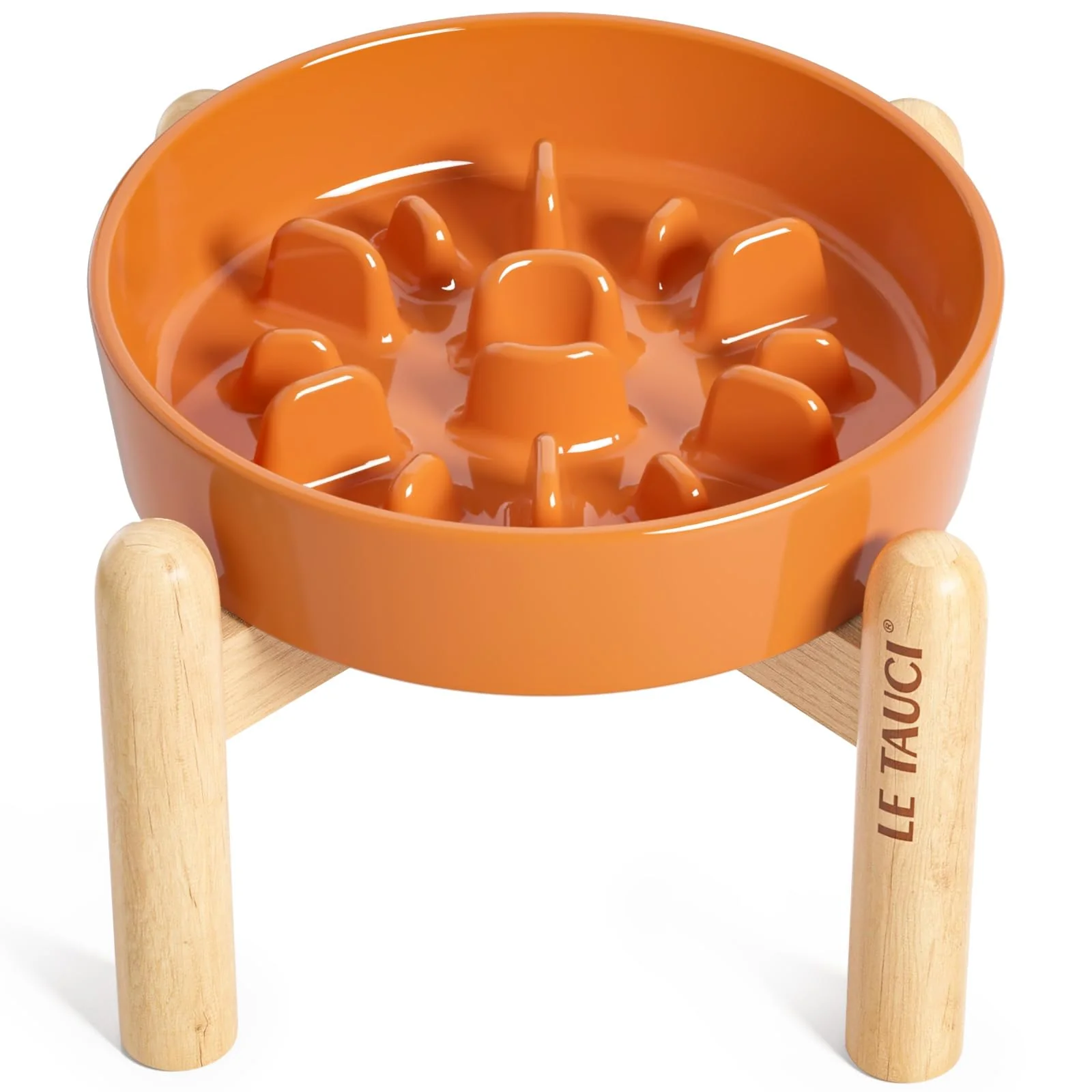 Practical LE TAUCI Ceramic Slow Feed Dog Bowl – d Anti-Gulp Non-Slip 6-inch Orange Official