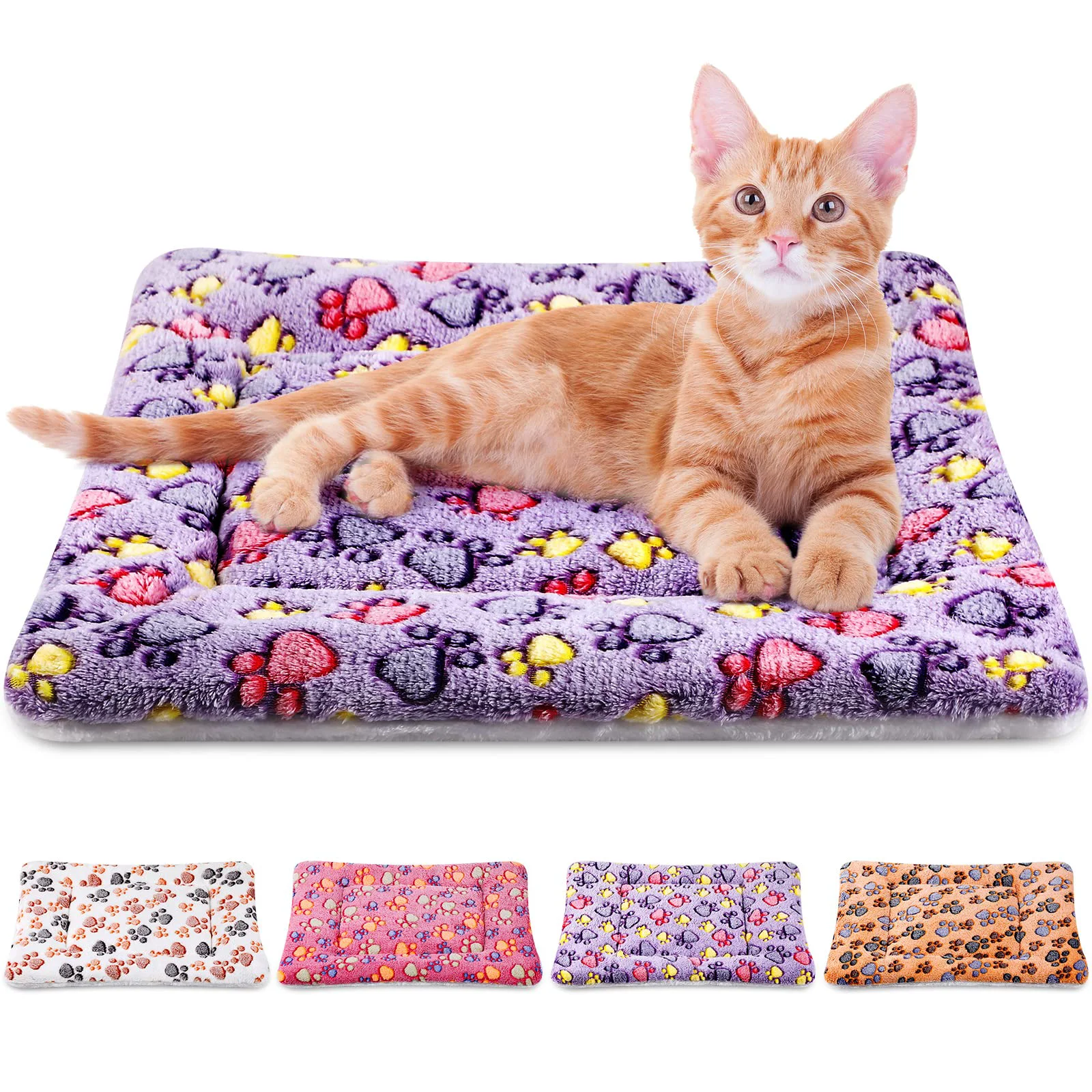 High-End Tuanse 4 Pack Ultra-Soft Small Pet Bed Mats 21 x 14 in Reversible Fleece Washable Convenient