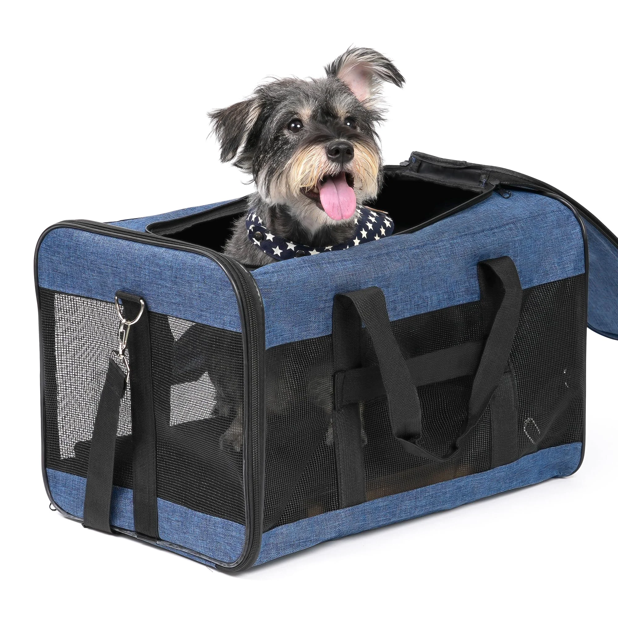 Fast Conlun Soft Sided Pet Carrier – Large Cat Medium Dog Carrier 20x12x12 in Blue Functional
