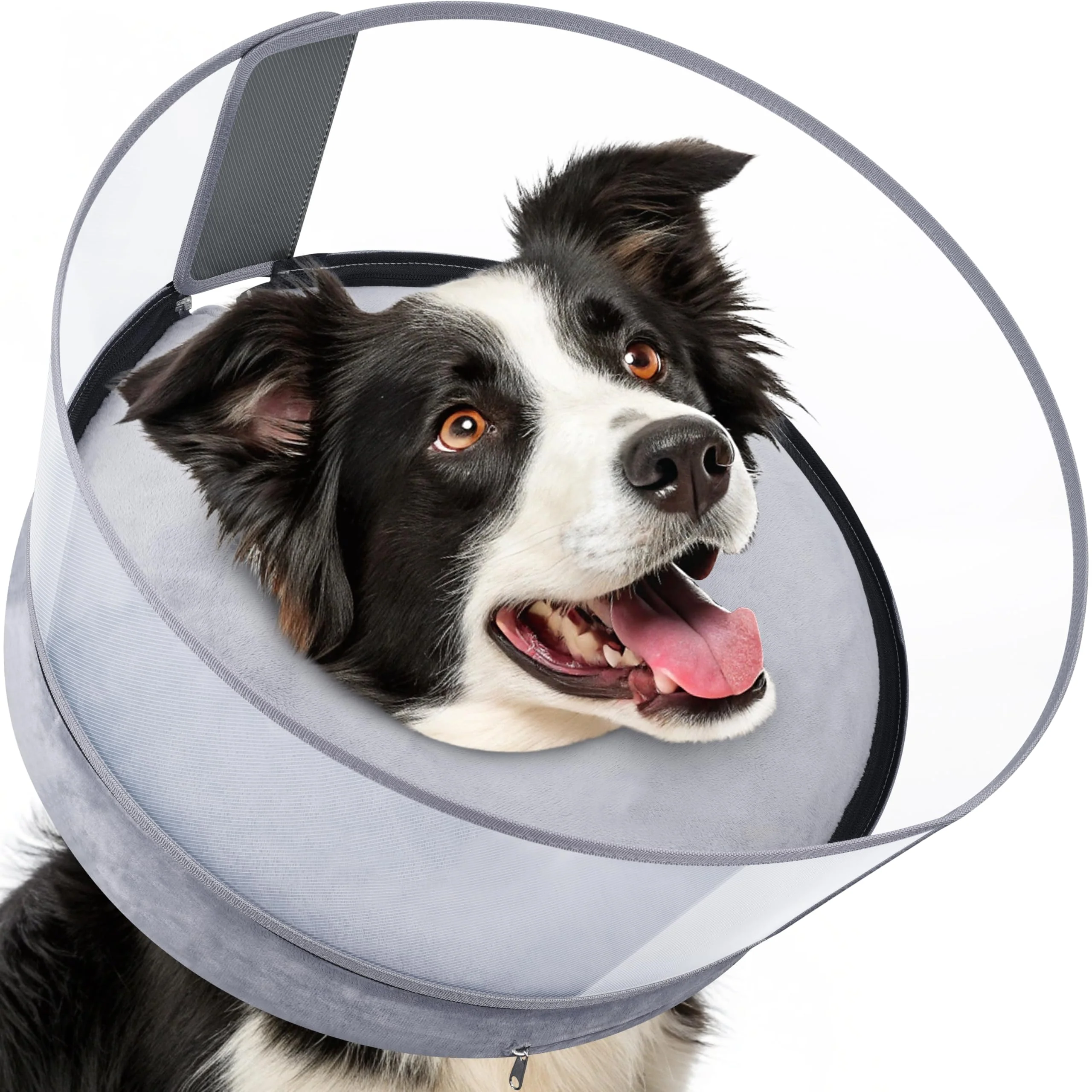 Environmentally Friendly BARKLESS Dog Donut Collar - 2-in-1 Inflatable Cone for After-Surgery Large L-Long Sophisticated