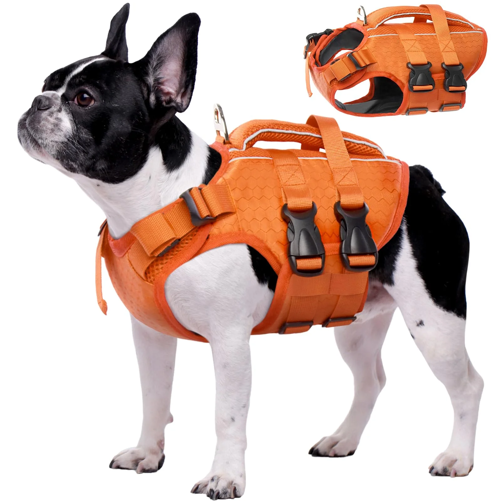 Powerful Kuoser Dog Life Jacket – High Flotation Reflective Vest for Swimming Boating Adjustable Lightweight Life Vest with Rescue Handle Environmentally Friendly