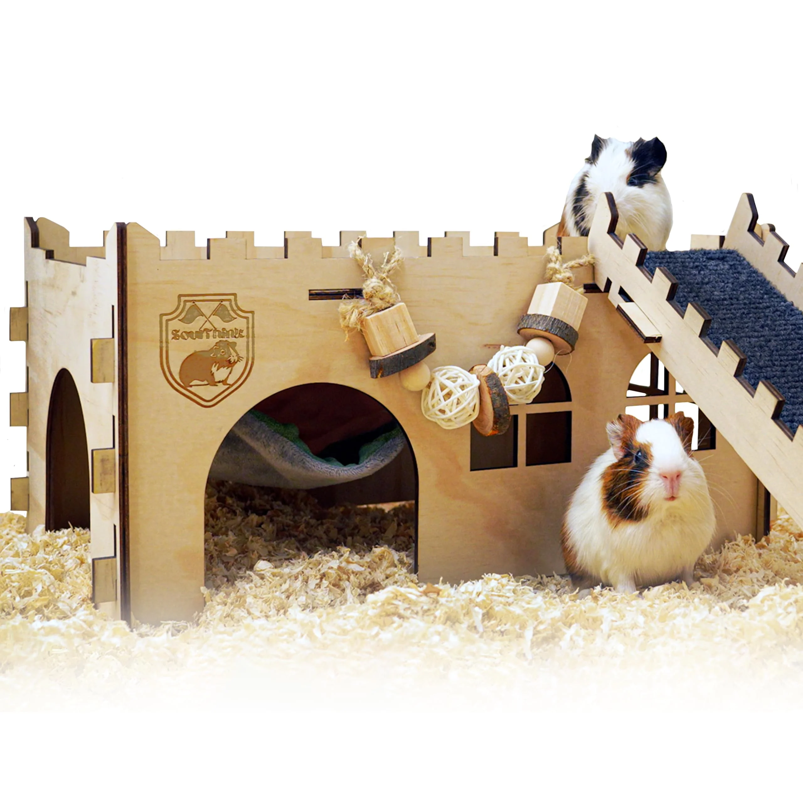 Recyclable SoulThink Large Guinea Pig Hideout House – Easy Assembly Castle with Hammock Breathable