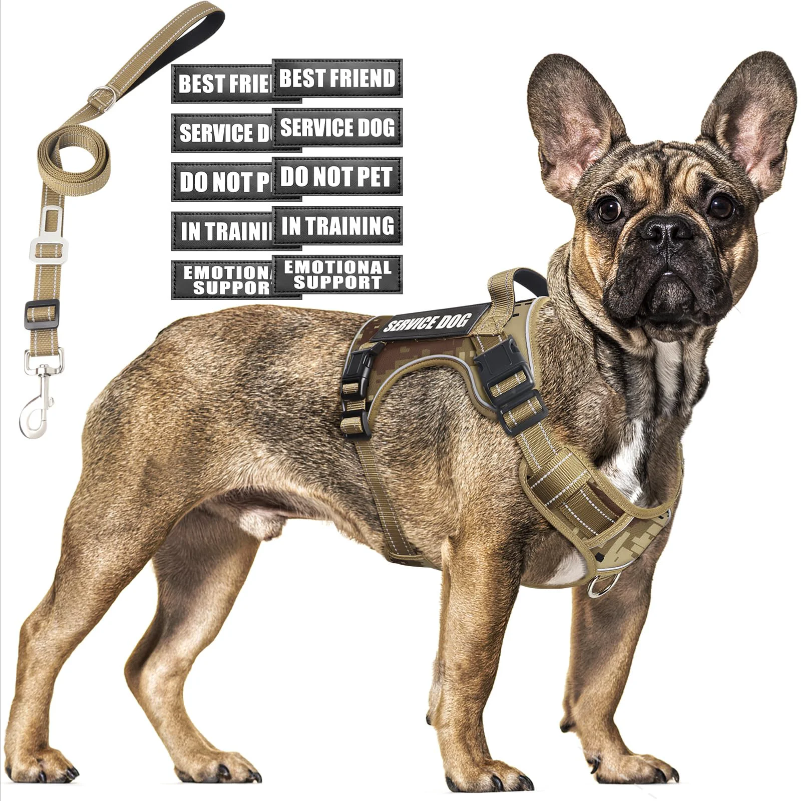 Versatile MOOGROU Tactical Dog Harness and Leash Set – Heavy-Duty No-Pull Vest for Training Walking Hiking CamO Medium Dependable