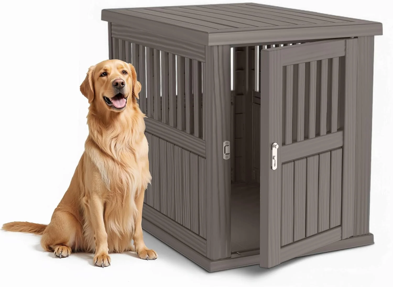 Breathable Dog House - Resin Outdoor Dog Kennel with Ventilated Design Waterproof Dog Bed Shelter for Backyard Garden Patio Comfortable