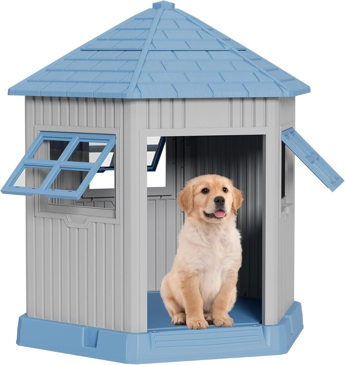 Versatile Durable Dog House Indoor Outdoor for Small Medium Dogs Weatherproof Puppy Shelter with d Floor Air Vents Easy Clean and Assemble Blue 36.61L 29.5W 37.4H Enhanced