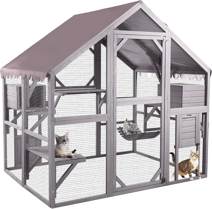 Crafted Aivituvin Large Catio Outdoor Cat Enclosure Window Design Green