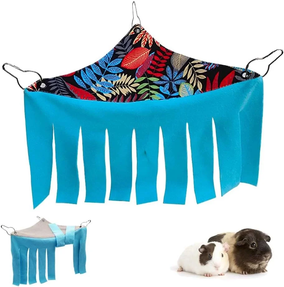 Classic RIOUSSI Guinea Pig Hideout Hideaway Corner Fleece Toys Cage Accessories with Reversible Sides Black Leaves Traditional