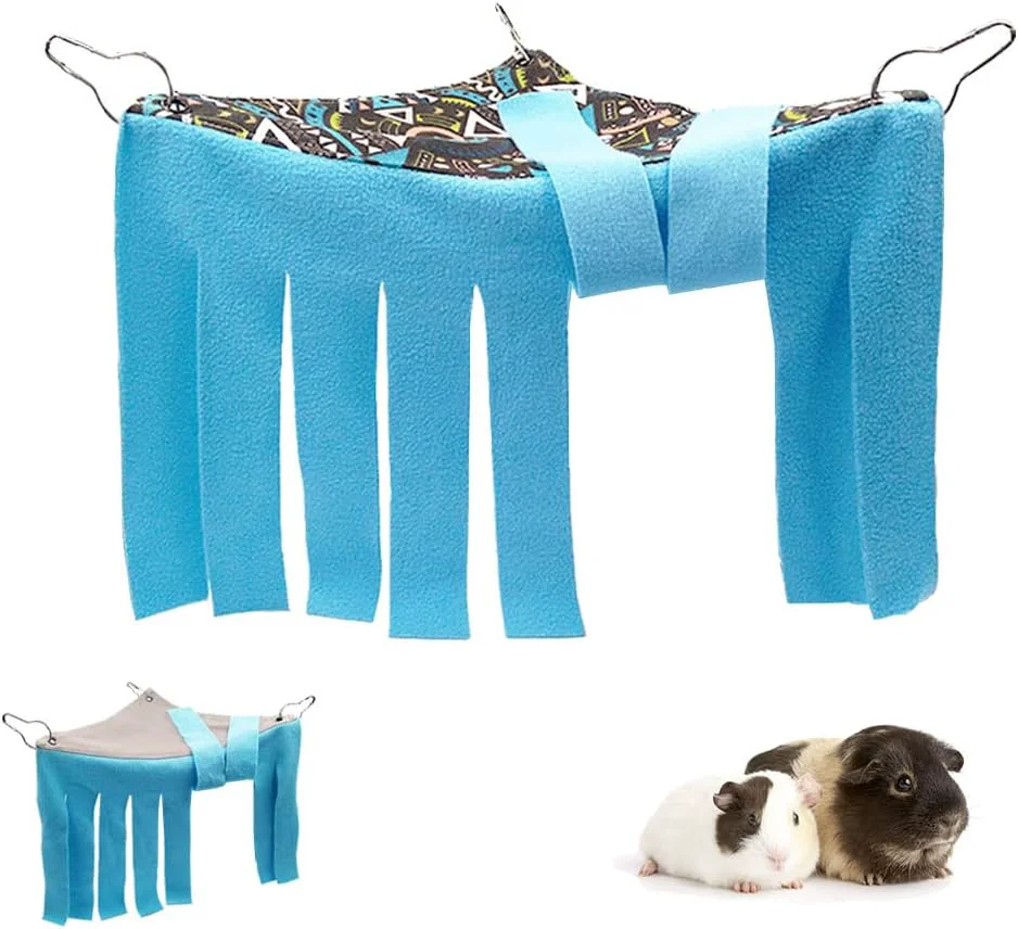 Refined RIOUSSI Guinea Pig Hideout Hideaway Corner Fleece Toys Cage Accessories with Reversible Sides Geo Gray Blue x 1 Curtain Convenient