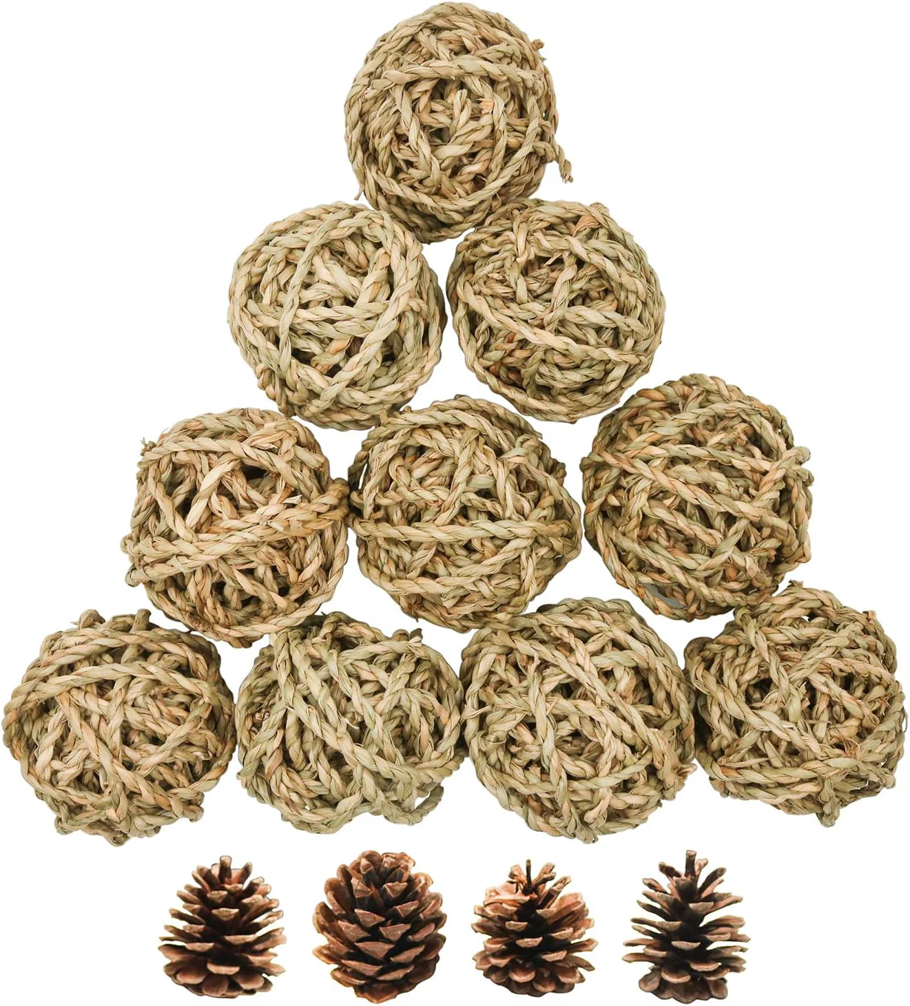 Detailed 10 Pcs Small Animals Play Balls Rolling Activity Chew Toys Gnawing Treats for Rabbits Guinea Pigs Chinchilla Bunny Natural Balls Pet Cage Entertainment Accessories 10Pcs Reliable