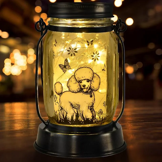 Recyclable kyoryuger Poodle Gifts for Women Men Poodle Solar Lanterns Dog Mom Birthday Long-Lasting
