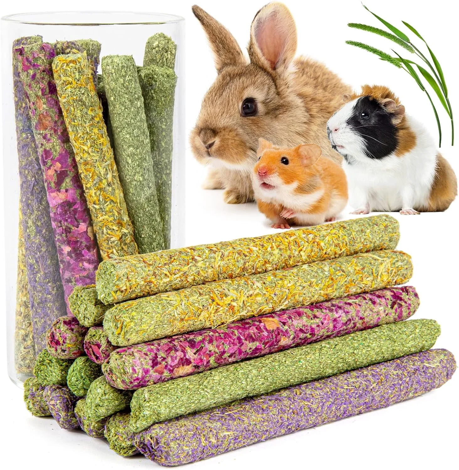 Practical Sofier Timothy Hay Treats Rabbit Toys Bunny Toys Guinea Pig Hamster Natural Chews for Teeth Handmade Rabbit Chews and Treats Chinchilla Rat Gerbil Premium